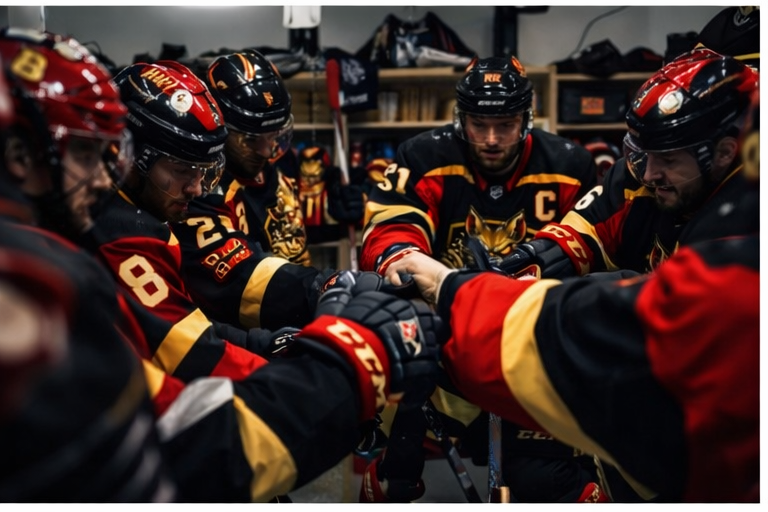 River Rats locker room huddle
